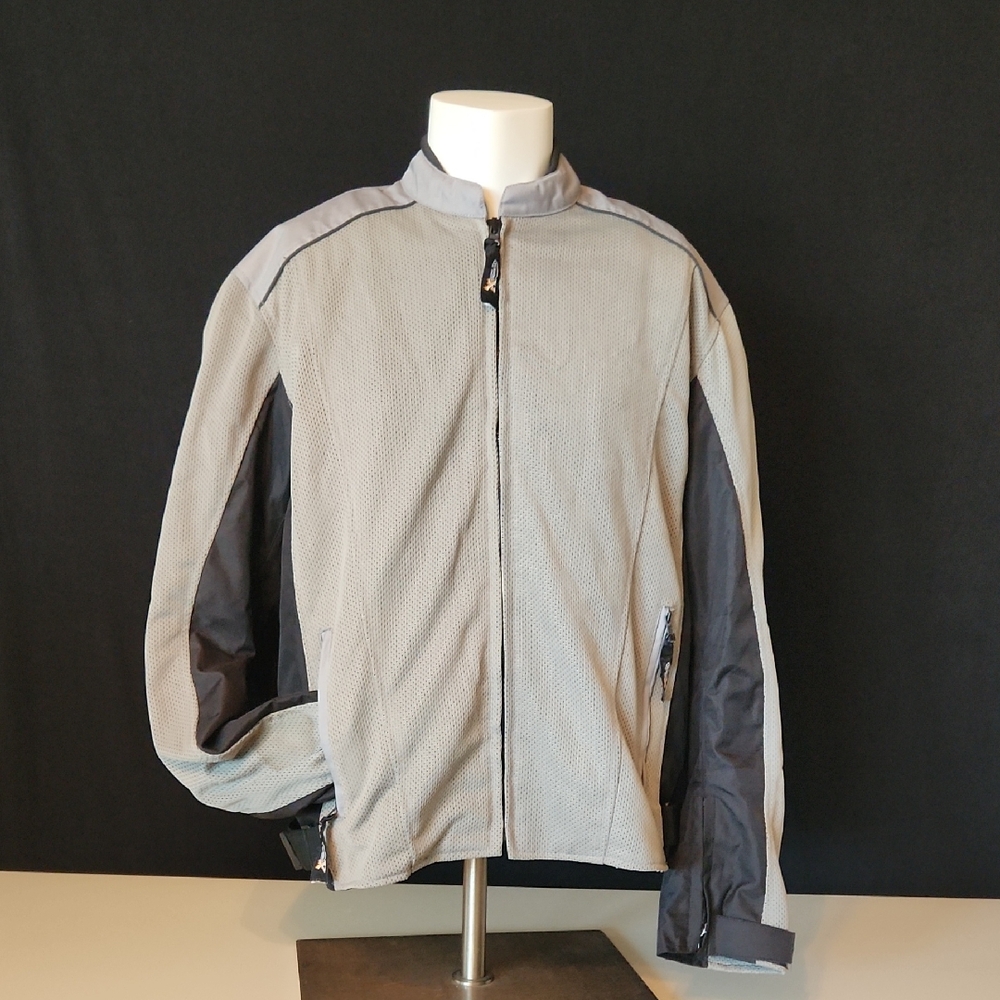 Xelement - Men's Padded Motorcycle Jacket-  Gray & Black - Size L